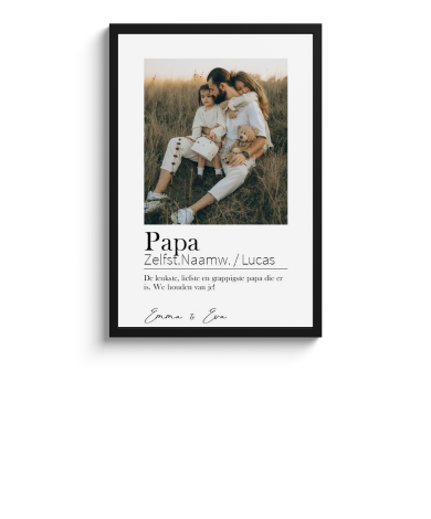 Poster met lijst - Papa betekenis 1 foto