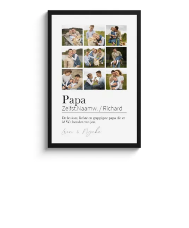Poster met lijst - Papa betekenis collage