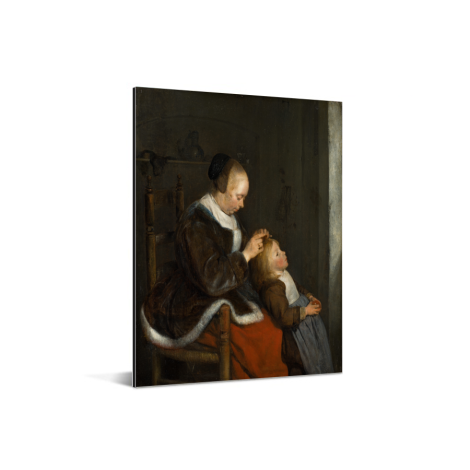 De luizenjacht - Schilderij van Gerard ter Borch Aluminium 