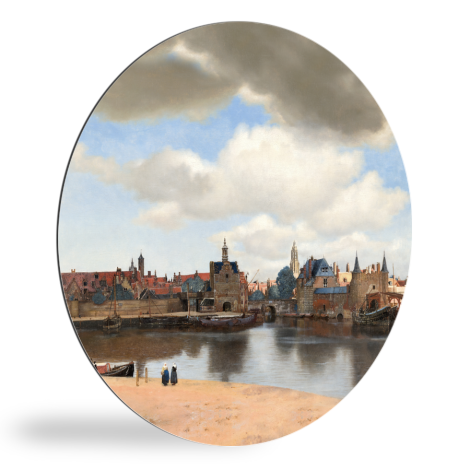 Gezicht op Delft - Schilderij van Johannes Vermeer wandcirkel 