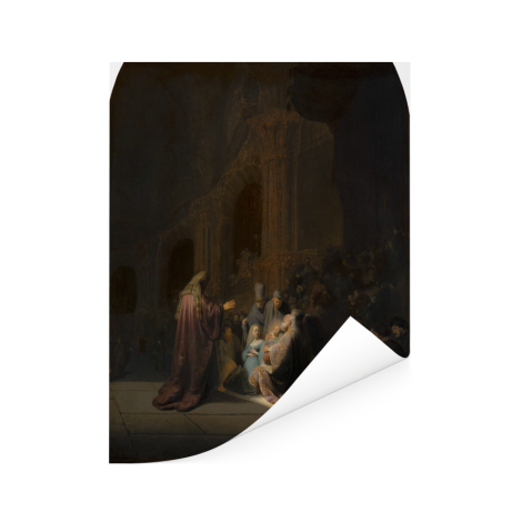 Het loflied van Simeon - Schilderij van Rembrandt van Rijn Poster  