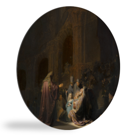 Het loflied van Simeon - Schilderij van Rembrandt van Rijn wandcirkel 