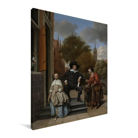 Portret van Adolf en Catharina Croeser aan de Oude Delft - Schilderij van Jan Steen Canvas