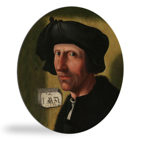 Portret van Jacob Cornelisz van Oostsanen - Schilderij van Jacob Cornelisz van Oostsanen wandcirkel 