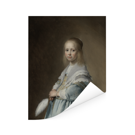Portret van een meisje in het blauw - Schilderij van Johannes Cornelisz Verspronck Poster