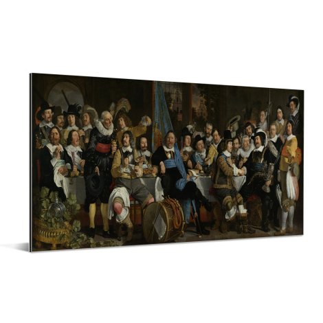 Schuttersmaaltijd ter viering van de Vrede van Munster - Schilderij van Bartholomeus van der Helst Aluminium