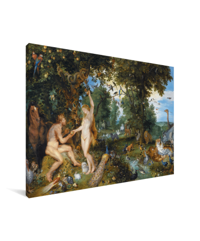 Het aardse paradijs met de zondeval van Adam en Eva - Schilderij van Peter Paul Rubens Canvas