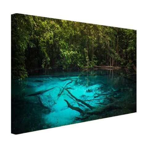 Helderblauw meer in de jungle Canvas