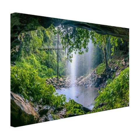 Foto van regenwoud met waterval Canvas