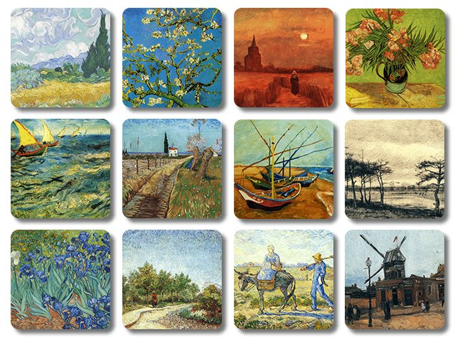 vierkante onderzetters met Vincent van Gogh