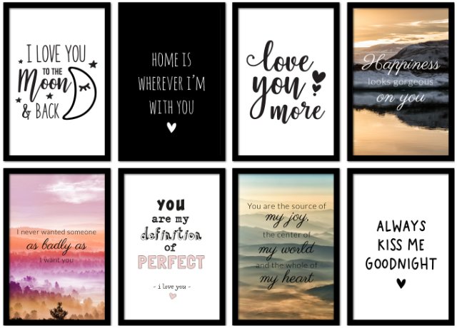 Poster met lijst Liefdes quotes