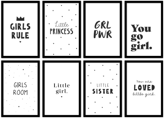 Poster met lijst quotes meisjeskamer