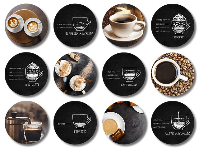 Ronde onderzetters met koffie