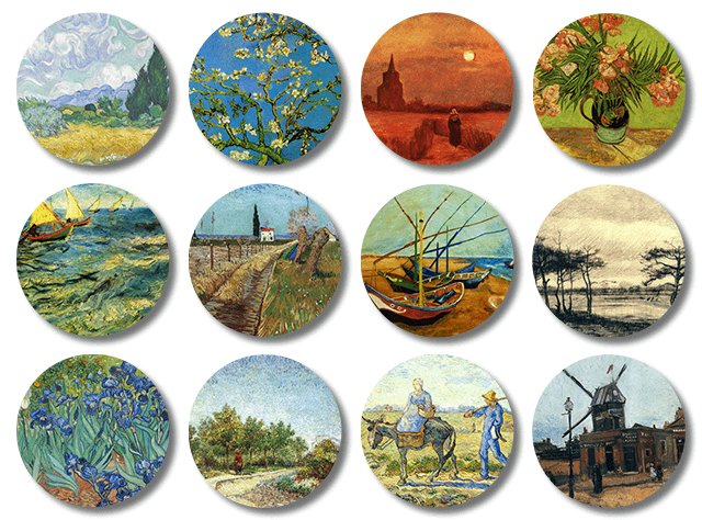 Ronde onderzetters met Vincent van Gogh