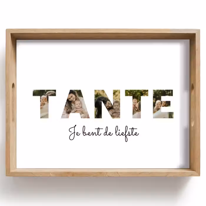 Gepersonaliseerd dienblad - Tante - Lettercollage