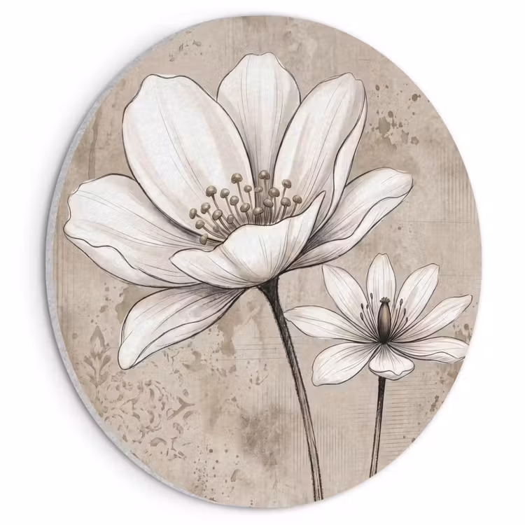 Akoestisch schilderij rond - Modern - Design - Wit — 1