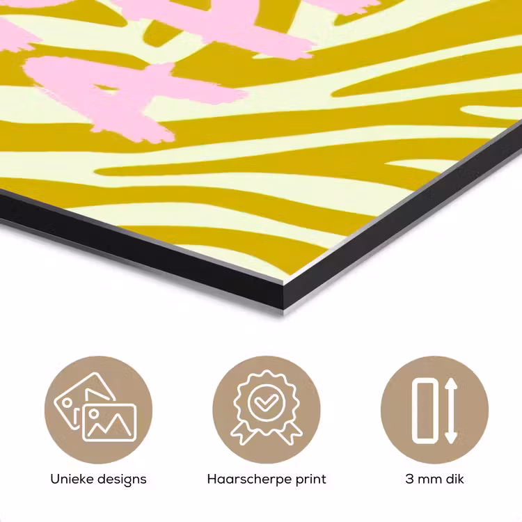 Aluminium schilderij - Zebraprint - Priority - Roze — 7