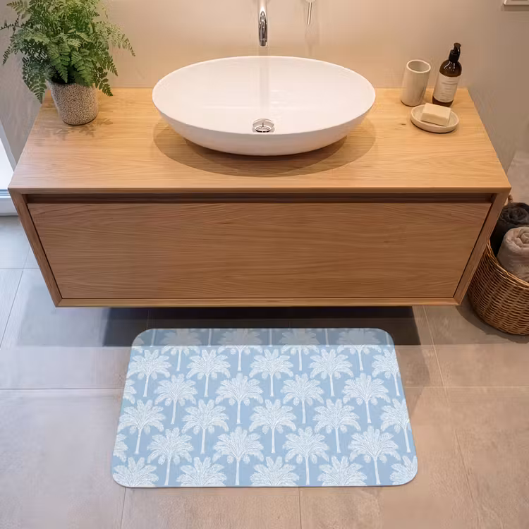 Badmat - Palmboom - Modern - Blauw — 2