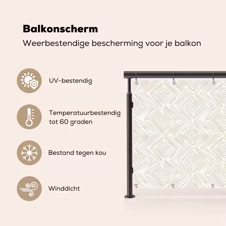 Balkonscherm - Abstract - Ruiten - Beige — 3