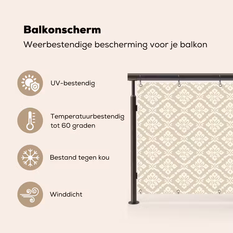 Balkonscherm - Floraal - Ornament - Beige — 3