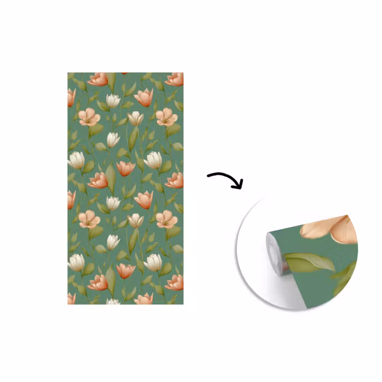 Behang - Tulpen - Botanisch - Groen — 1