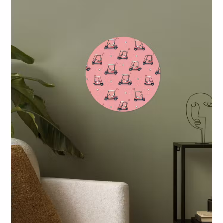 Behangcirkel - Golfkar - Retro - Roze — 3
