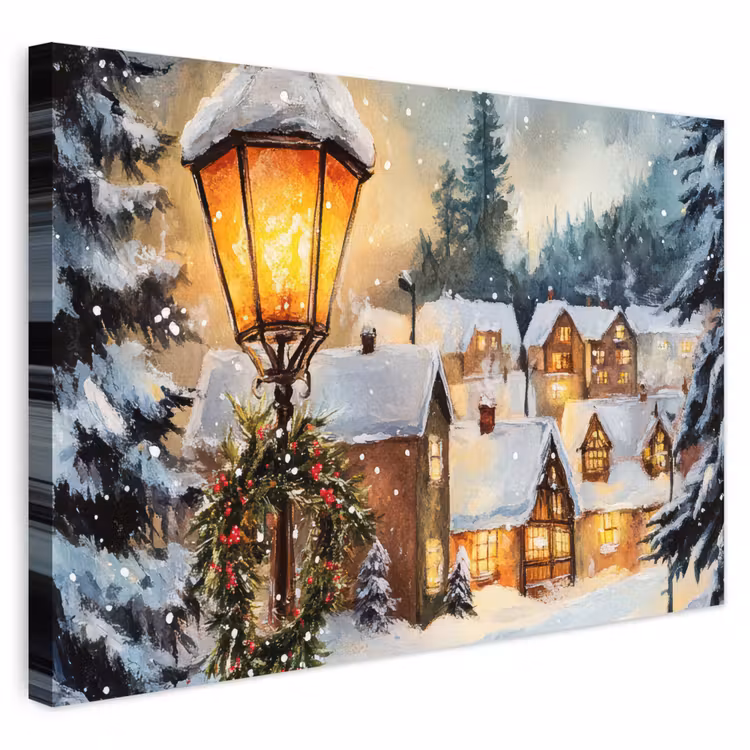 Buiten canvas - Kerstdorp - Huizen - Sneeuw - Kerst — 1