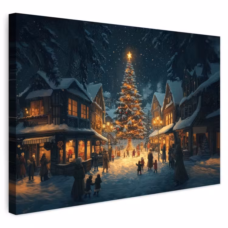 Buiten canvas - Kerstfeest - Dorp - Donker — 1