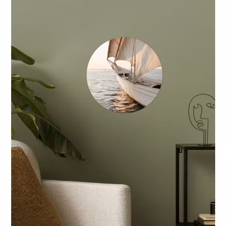 Behangcirkel - Zeilboot - Zee - Beige - Zon — 3
