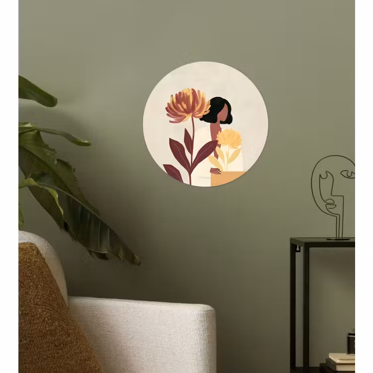 Behangcirkel - Vrouw - Minimalistisch - Bloem — 3