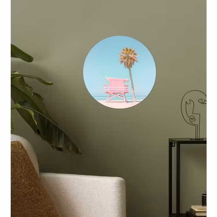 Behangcirkel - Palmboom - Strandhuis - Roze — 3