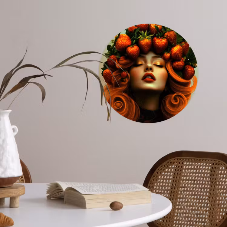 Behangcirkel - Vrouw - Aardbeien - Kroon — 4