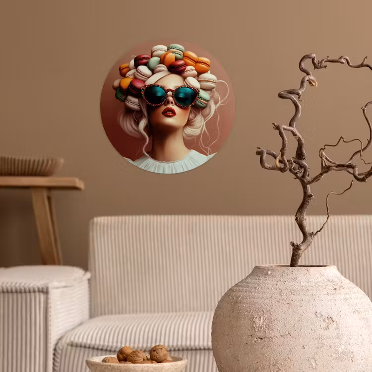 Behangcirkel - Vrouw - Macarons - Bril — 2