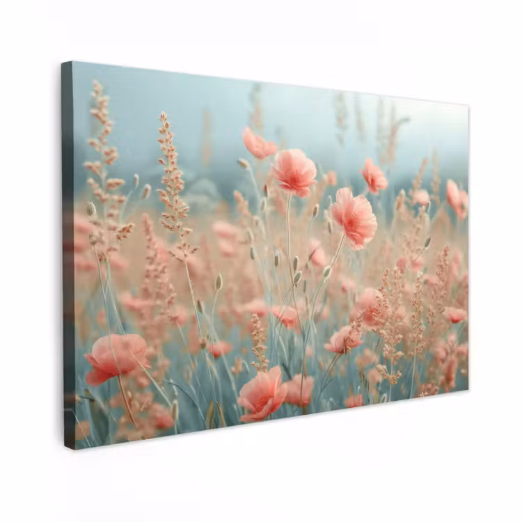 Buiten canvas - Dromerig veld van klaprozen — 1