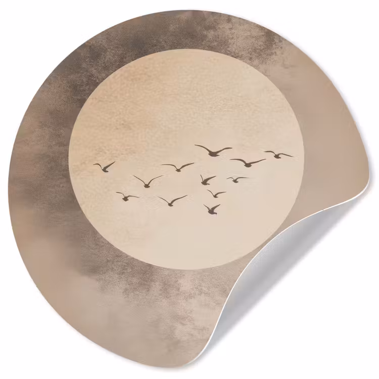 Behangcirkel - Vogel - Beige - Japandi — 1