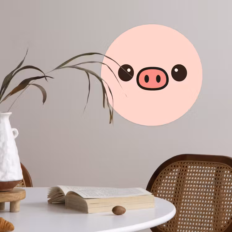 Behangcirkel - Varken - Roze - Minimalistisch — 4