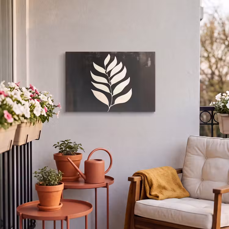 Buiten canvas - Blad - Wit - Minimalistisch — 3