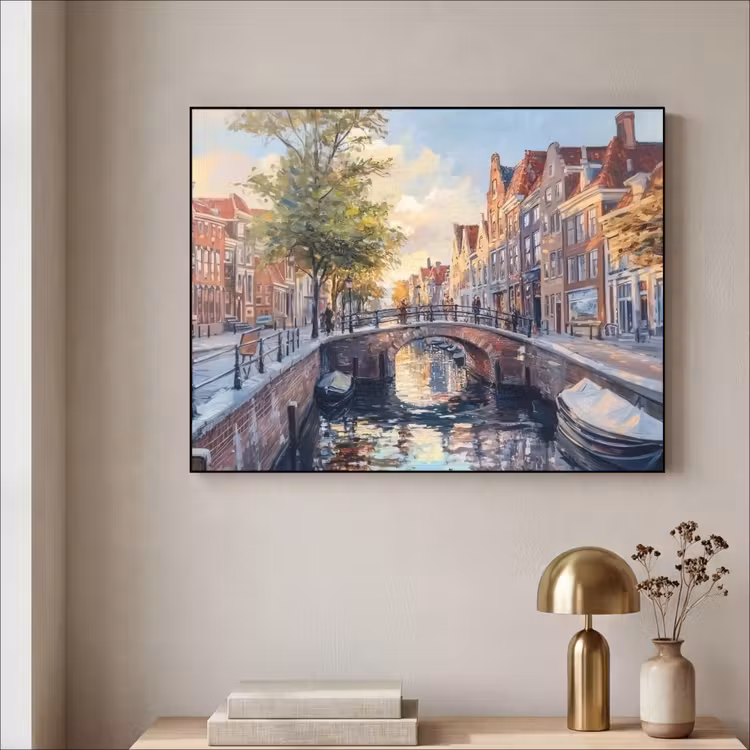 Art Frame - Brug - Stad - Huizen - Boot — 3