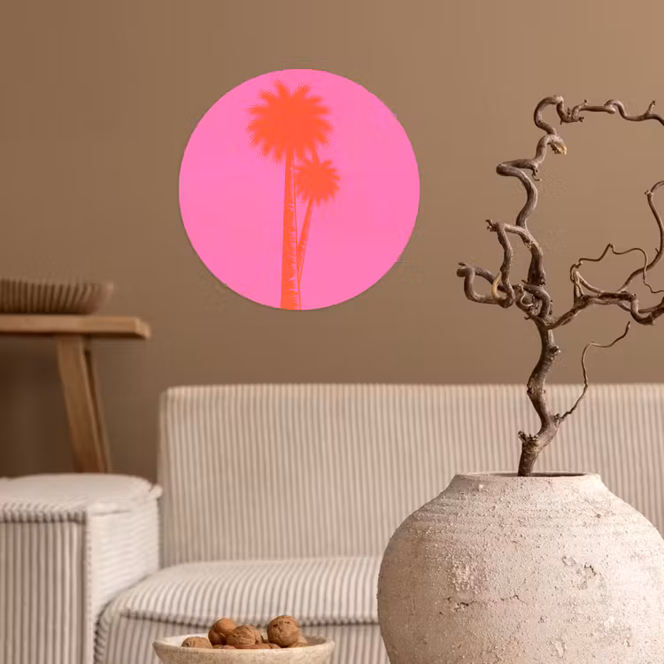 Behangcirkel - Palmbomen - Modern - Roze — 2