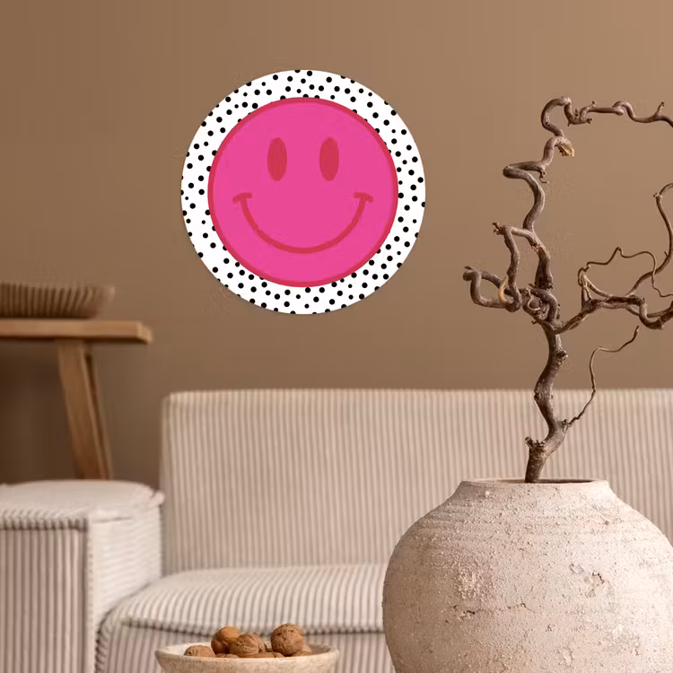 Behangcirkel - Smiley - Roze - Stippen — 2
