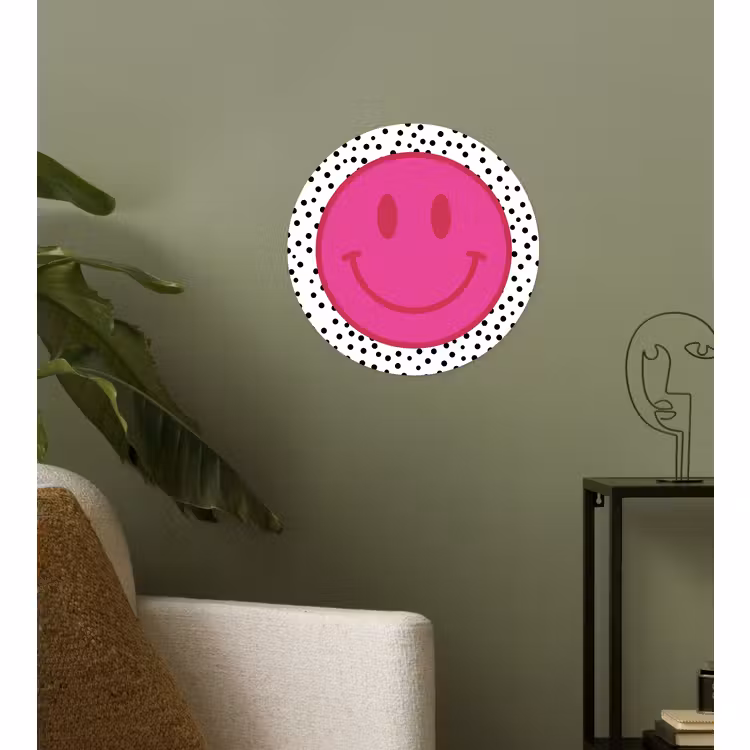 Behangcirkel - Smiley - Roze - Stippen — 3