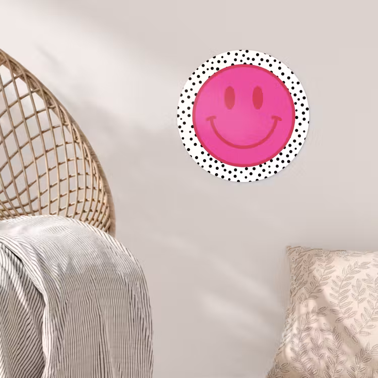 Behangcirkel - Smiley - Roze - Stippen — 5