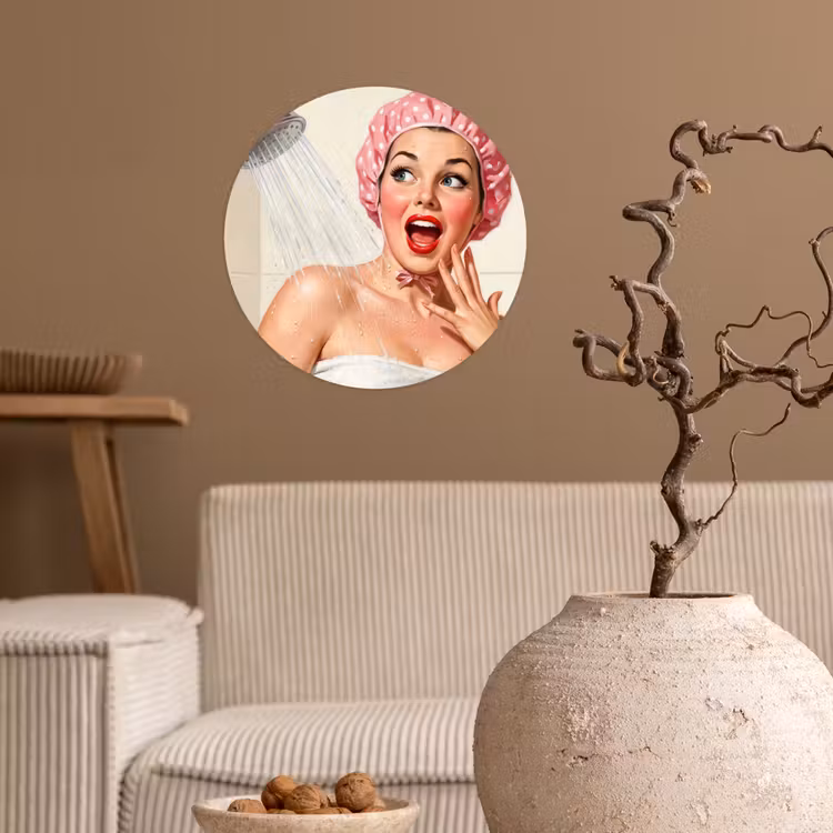 Behangcirkel - Vrouw - Douche - Roze — 2