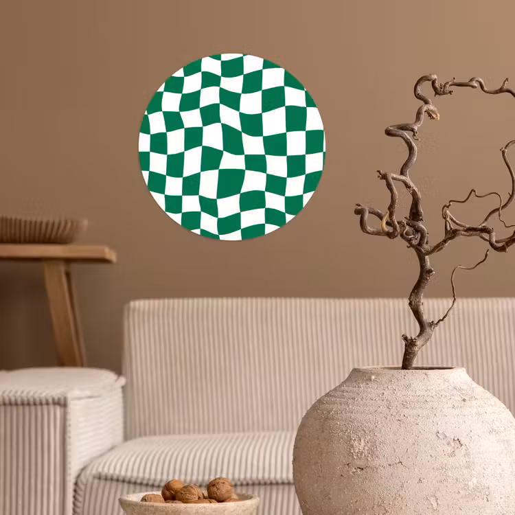 Behangcirkel - Schaakbord - Golvend - Groen — 2
