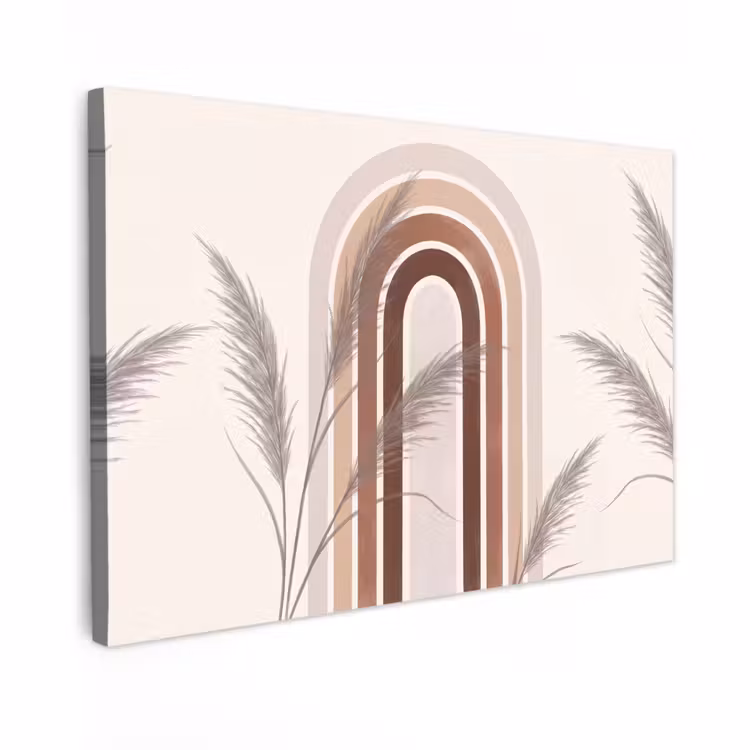 Buiten canvas - Abstract - Bogen - Plant - Boho - Beige — 1