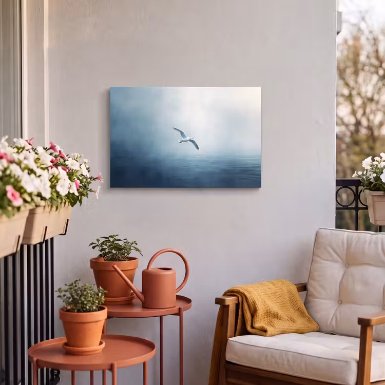 Buiten canvas - Meeuw - Wit - Zee - Mistig — 3