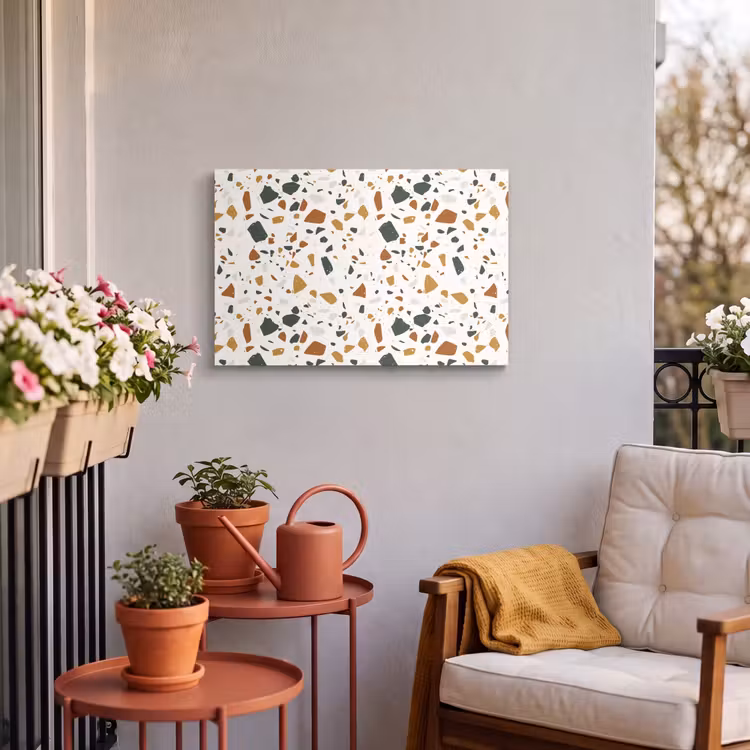 Buiten canvas - Terrazzo - Patroon - Wit - Terra — 3
