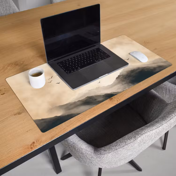 Bureau onderlegger - Landschap - Japandi - vogel — 2