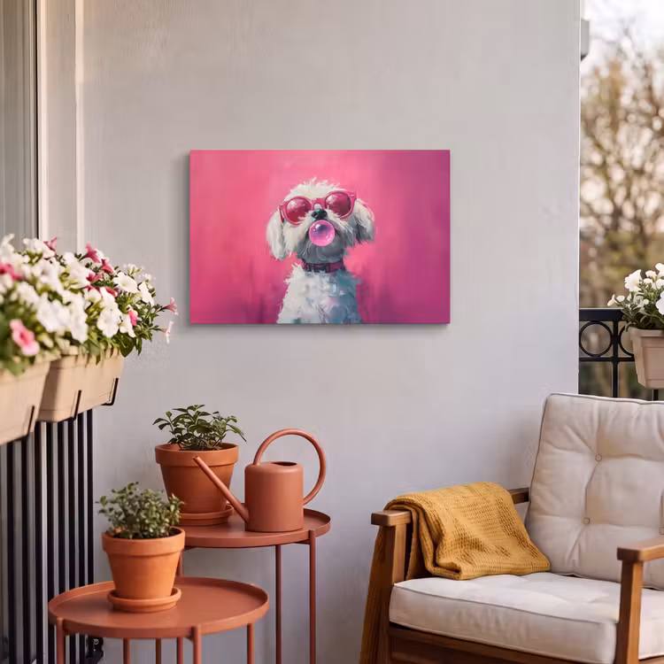 Buiten canvas - Pink - Hond - Bubbel — 3