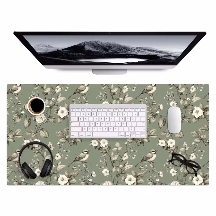 Bureau onderlegger - Botanisch - Vogels - Groen — 4